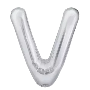 Prima 16 inch Letter V Silver Foil Balloon (2 Pack)