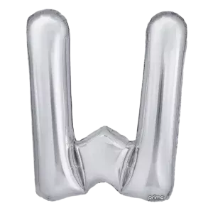 Prima 16 inch Letter W Silver Foil Balloon (2 Pack)
