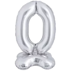Prima 40 inch Silver Standing Number 0 Foil Balloon