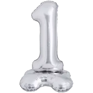Prima 40 inch Silver Standing Number 1 Foil Balloon