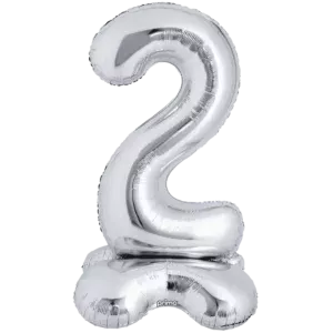 Prima 40 inch Silver Standing Number 2 Foil Balloon