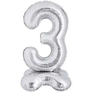 Prima 40 inch Silver Standing Number 3 Foil Balloon