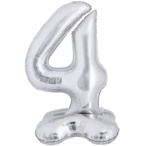 Prima 40 inch Silver Standing Number 4 Foil Balloon