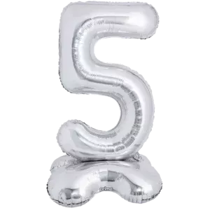 Prima 40 inch Silver Standing Number 5 Foil Balloon