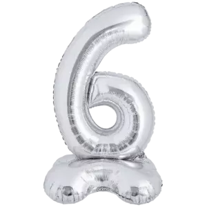 Prima 40 inch Silver Standing Number 6 Foil Balloon