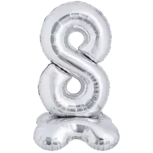 Prima 40 inch Silver Standing Number 8 Foil Balloon