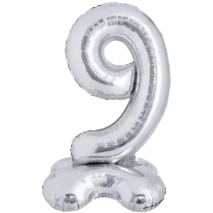 Prima 40 inch Silver Standing Number 9 Foil Balloon