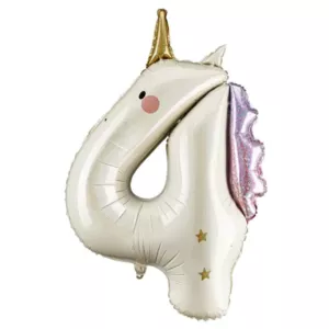 Party Deco 37 inch Unicorn Holo Number 4 Foil Balloon
