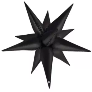 Prima 26 inch Black Satin Starburst Foil Balloon