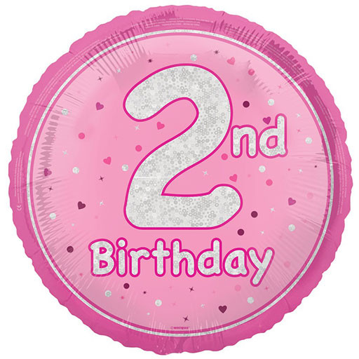 Unique 18 inch 2nd Birthday Pink Glitz Foil Balloon