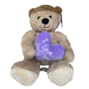 10 inch Brown Sitting Bear with I LOVE YOU Purple Heart
