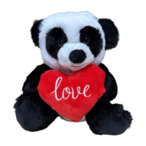 6 inch White & Black Sitting Bear with LOVE Red Heart
