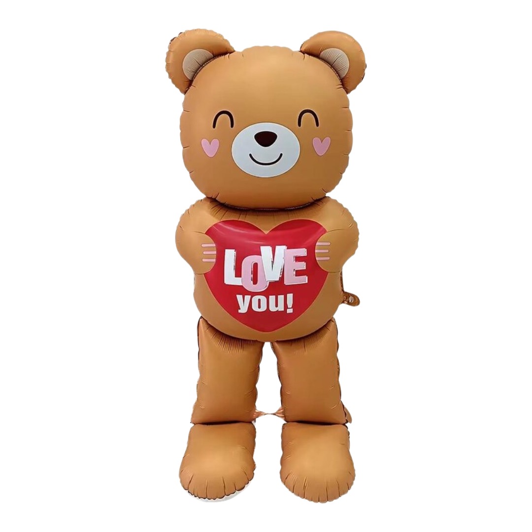 60 inch Brown Love You Standing Bear Sitting Foil Balloon