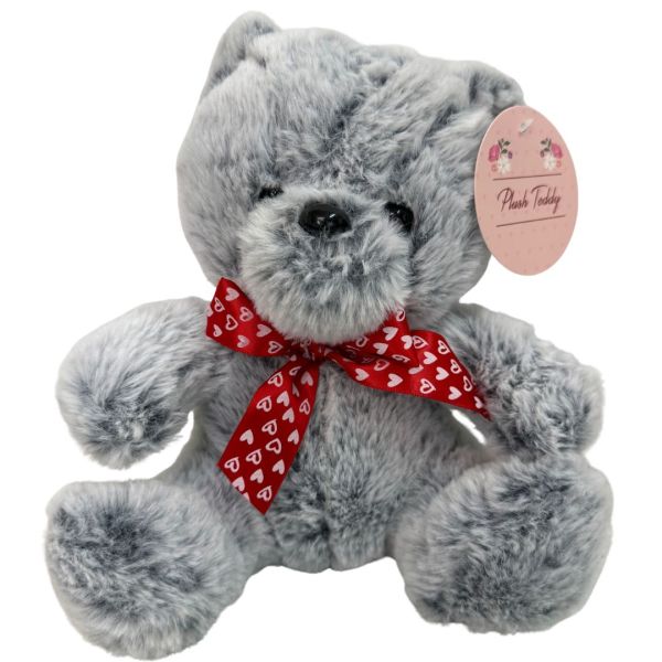 Grey Valentine's Bear Plush Toy