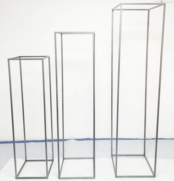 Gold, Silver Black or White Set Of 3 Rectangular Balloon Flower Stand Plinth Stand - Image 7