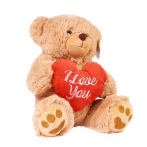 10 inch Light Brown Sitting Bear with I LOVE YOU Red Heart