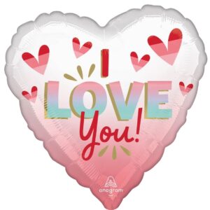 Anagram 17 inch I Love You Diffused Ombre White Pink Foil Balloon