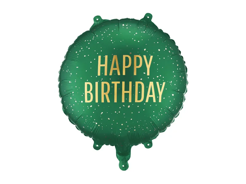 Party Deco 18 inch Happy Birthday Dark Green Round Foil Balloon