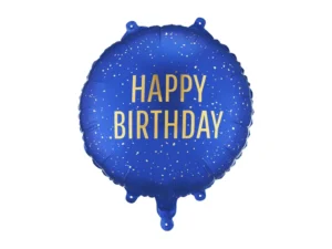 Party Deco 18 inch Happy Birthday Navy Round Foil Balloon