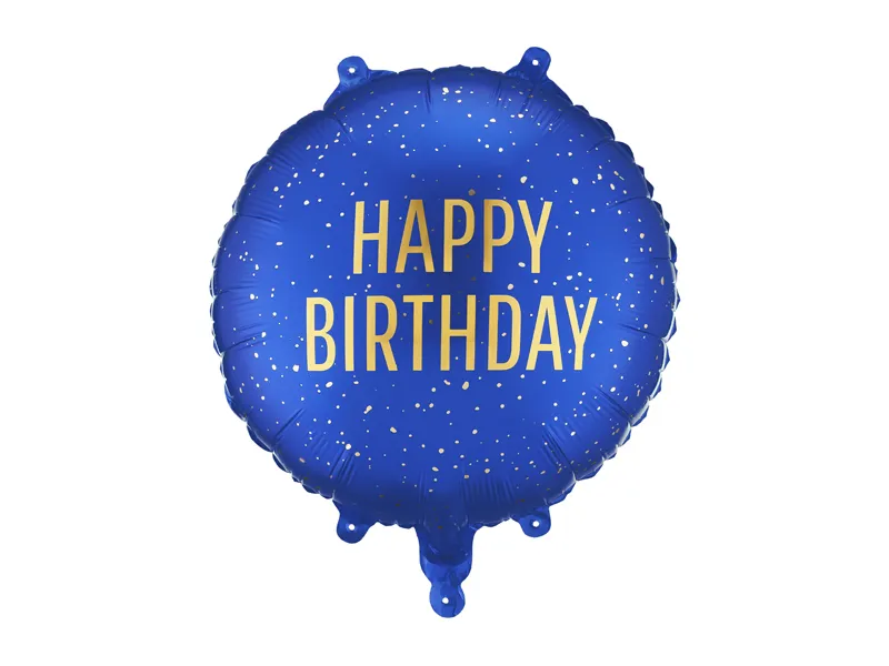 Party Deco 18 inch Happy Birthday Navy Round Foil Balloon