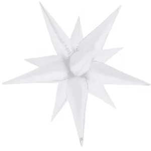 Prima 26 inch White Satin Starburst Foil Balloon