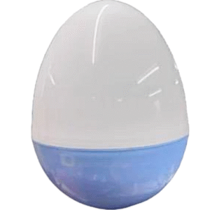 white and blue plastic egg