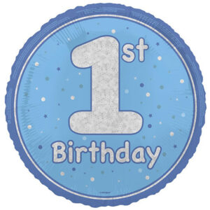 Unique 18 inch 1st Birthday Blue Glitz Foil Balloon