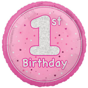Unique 18 inch 1st Birthday Pink Glitz Foil Balloon