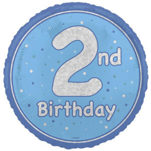 Unique 18 inch 2nd Birthday Blue Glitz Foil Balloon