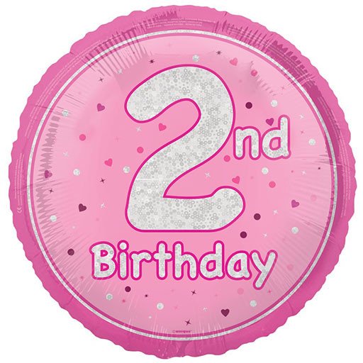 Unique 18 inch 2nd Birthday Pink Glitz Foil Balloon