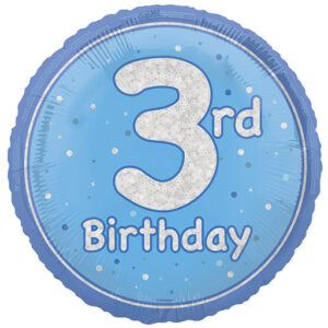 Unique 18 inch 3rd Birthday Blue Glitz Foil Balloon
