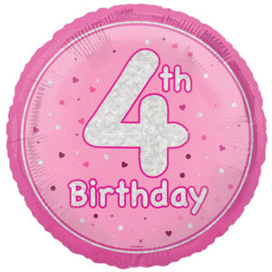 Unique 18 inch 4th Birthday Pink Glitz Foil Balloon