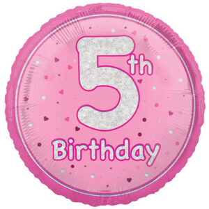 Unique 18 inch 5th Birthday Pink Glitz Foil Balloon