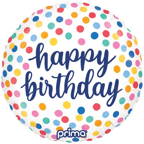 Prima 18 inch Round Happy Birthday Colorful Confetti Foil Balloon
