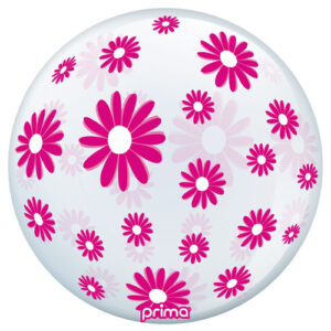 20 inch Hot Pink Daisies Clear Sphere Balloon