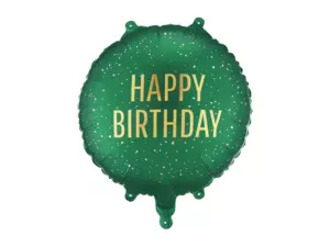 Party Deco 18 inch Happy Birthday Dark Green Round Foil Balloon