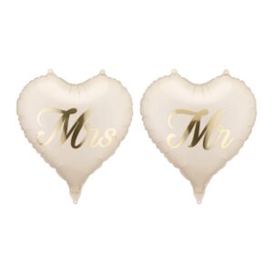 Party Deco 18 inch MR And MRS Cream Heart Foil Balloon
