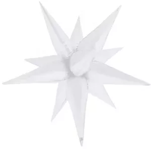 Prima 26 inch White Satin Starburst Foil Balloon