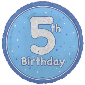 Unique 18 inch 5th Birthday Blue Glitz Foil Balloon