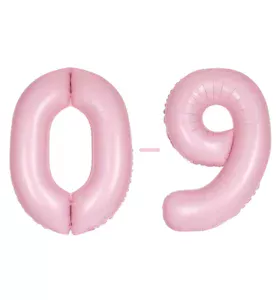 Unique 34 inch Matte Lovely Pink Foil Number Balloons Set – 0 to 9 (10-Pack)