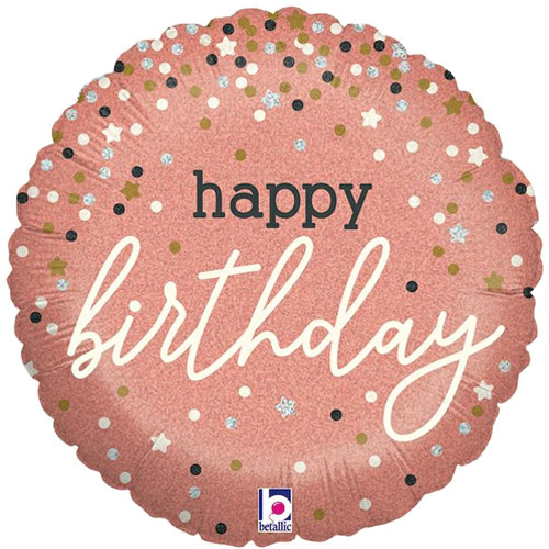 Grabo 18 inch Birthday Confetti Rose Gold Foil Balloon