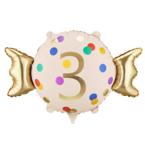 Party Deco 24 inch Age 3 Candy Shape Foil Balloon