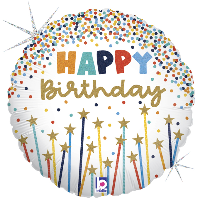 Grabo 18 inch Birthday Star Candles Glitter Holo Balloon
