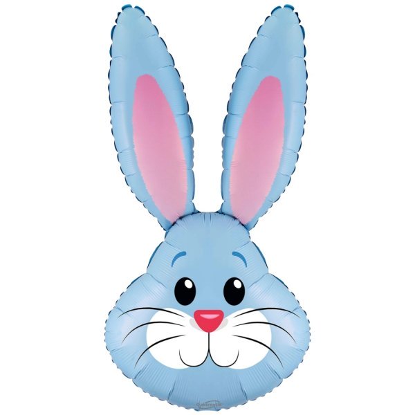 Oaktree 35 inch Blue Cute Rabbit Bunny Head Foil Balloon (unpackaged)