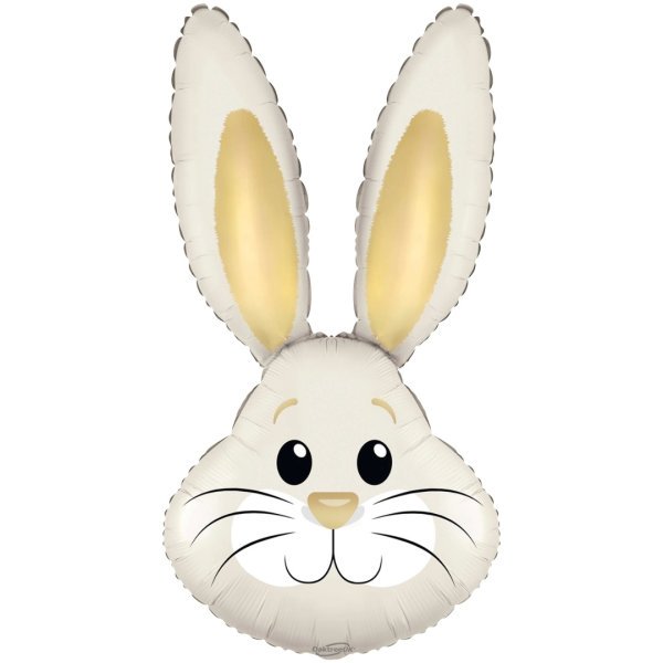 Oaktree 35 inch Ivory Gold Cute Rabbit Bunny Head Foil Balloon (unpackaged)