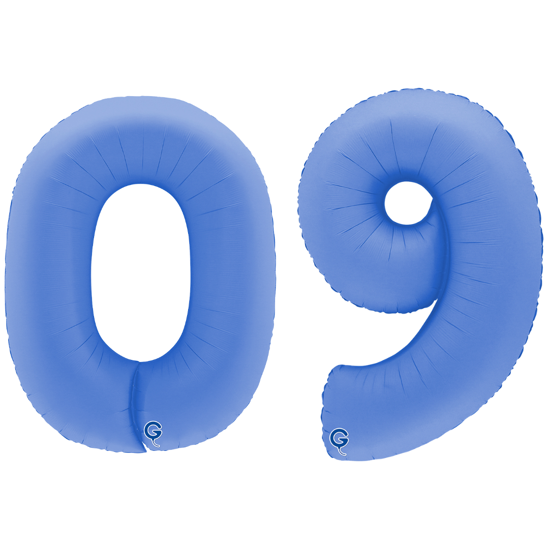 Grabo 40 inch Soft Matte Lotus Blue Foil Number Balloons