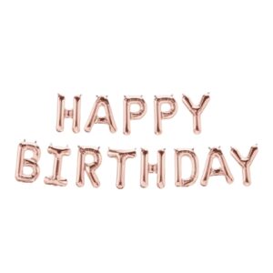 Ballunar 14 inch Happy Birthday Rose Gold Foil Balloon (Banner Pack)