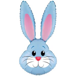Oaktree 35 inch Blue Cute Rabbit Bunny Head Foil Balloon (unpackaged)