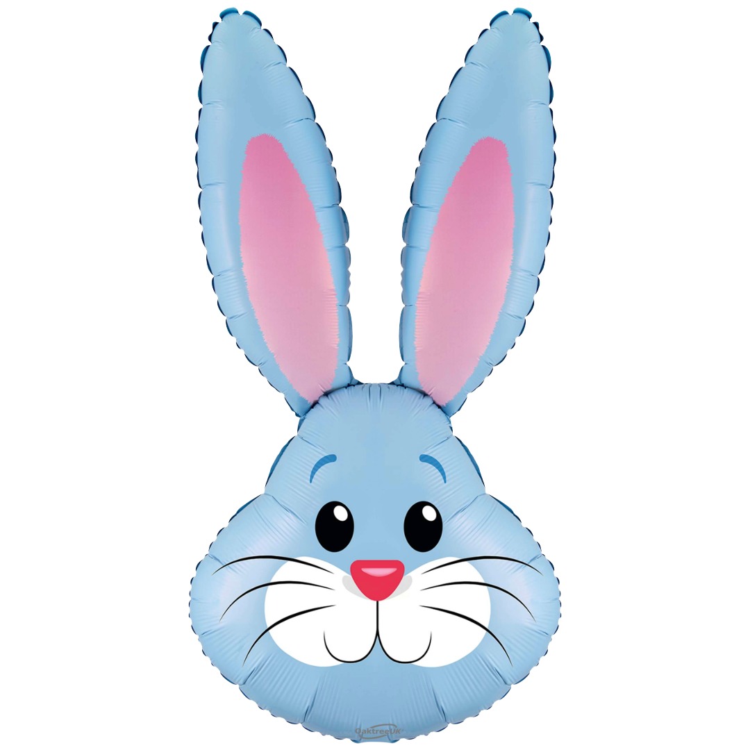 Oaktree 35 inch Blue Cute Rabbit Bunny Head Foil Balloon (unpackaged)