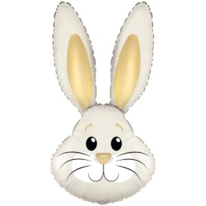 Oaktree 35 inch Ivory Gold Cute Rabbit Bunny Head Foil Balloon (unpackaged)